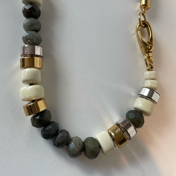 Stella & Dot Brown Rope Necklace!  labradorite stones resin beads, rope cord. - Picture 6 of 8